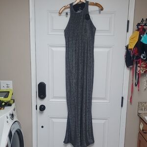 Klassy Network High Neck Maxi Dress Gisele Silver